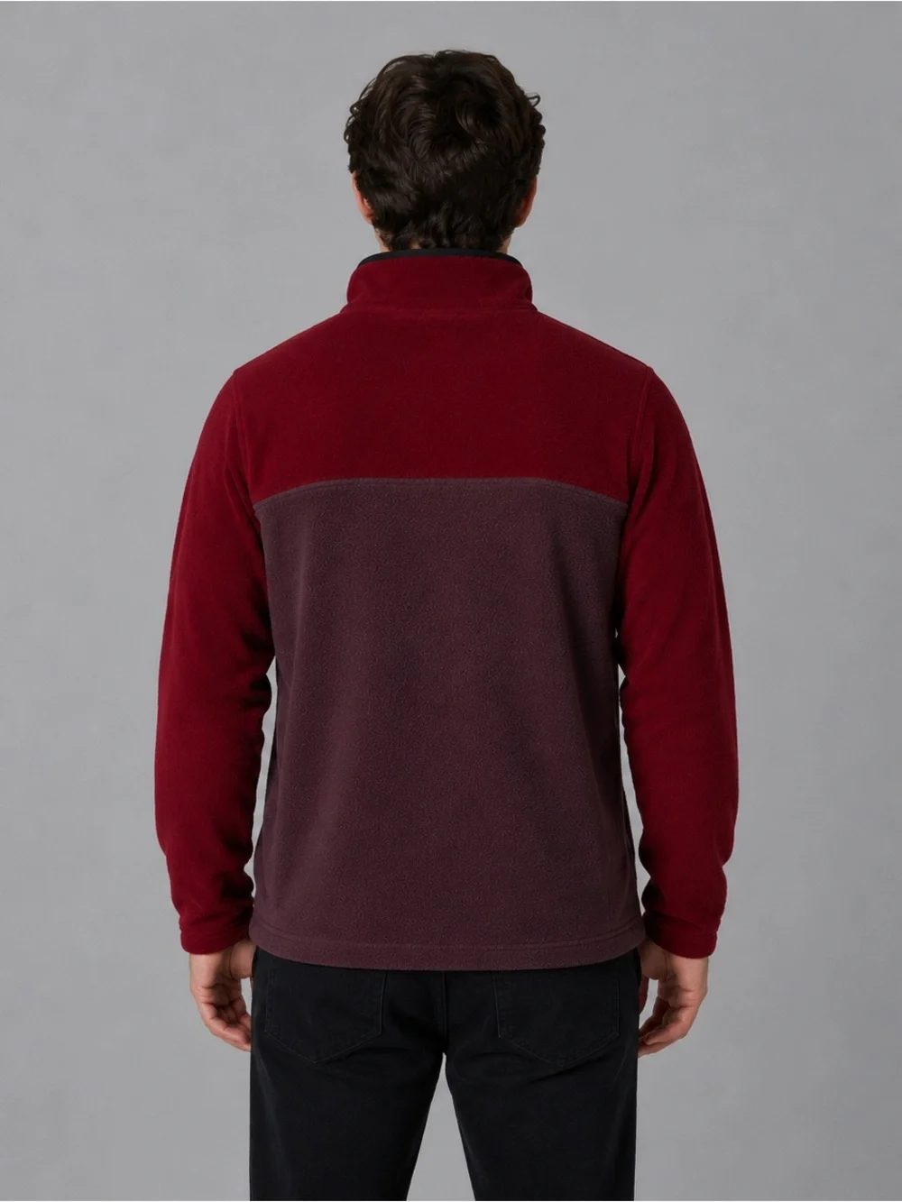 Columbia Fleece Pullover Men’s Medium Red Brown Snap Neck Jacket Outdoor